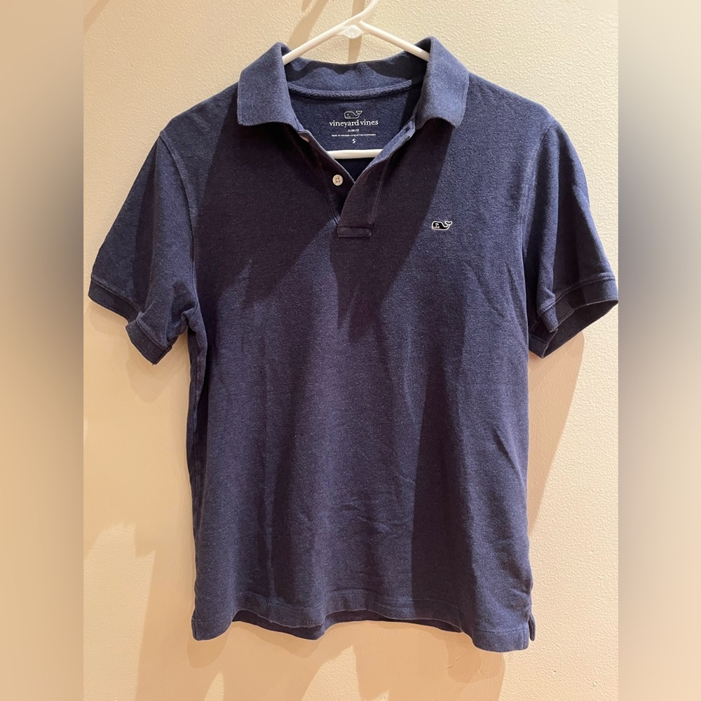 Vineyard Vines Mens slim fit heather blue polo